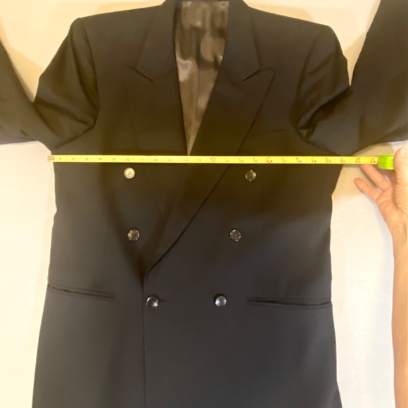 Albert Nipon Black 100% Wool Men’s 40R Double Breasted Blazer Made In USA - Picture 8 of 10